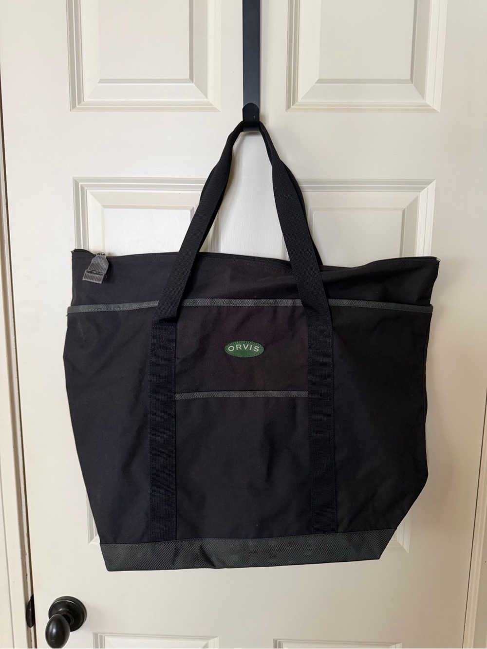 Orvis Black Canvas Duffel Tote with Green Logo